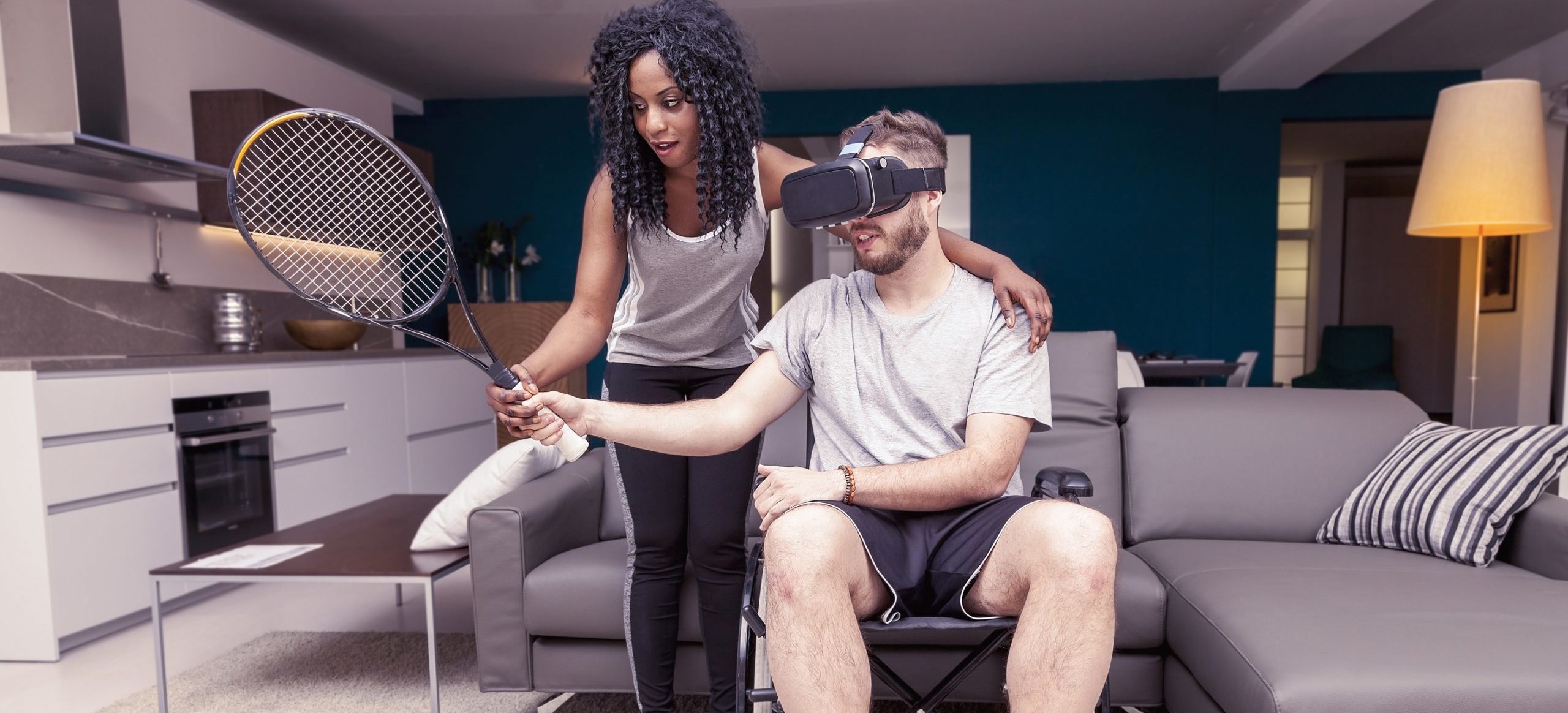 Patient in physical therapy at home