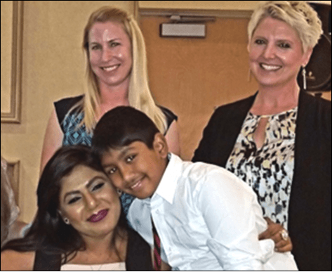 Sadia pictured with her son, RWW Vocational Rehabilitation Specialist Suzanne Hogue (left) and RWW Arizona Executive Director Alison Belkin.