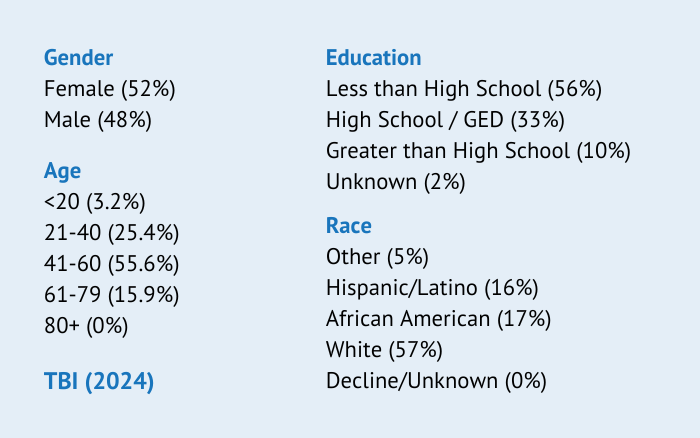 Pate 2024 patient demographics - TBI